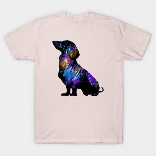 Dachshund Cosmic Design Silhouette Print T-Shirt